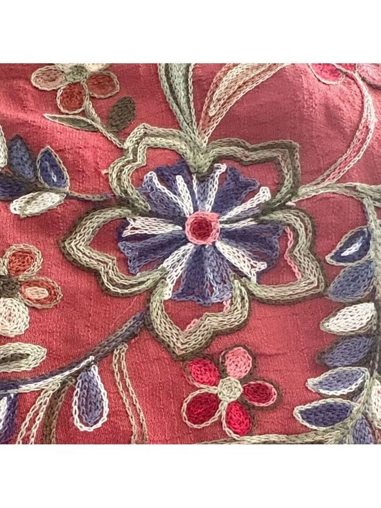 Accessories - Kimono swim cover cardigan embroidered floral open front rust One Size